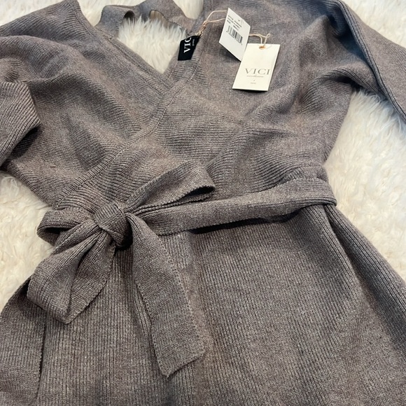 VICI Drape Long Sleeve Wrap Sweater Dress - Picture 5 of 5